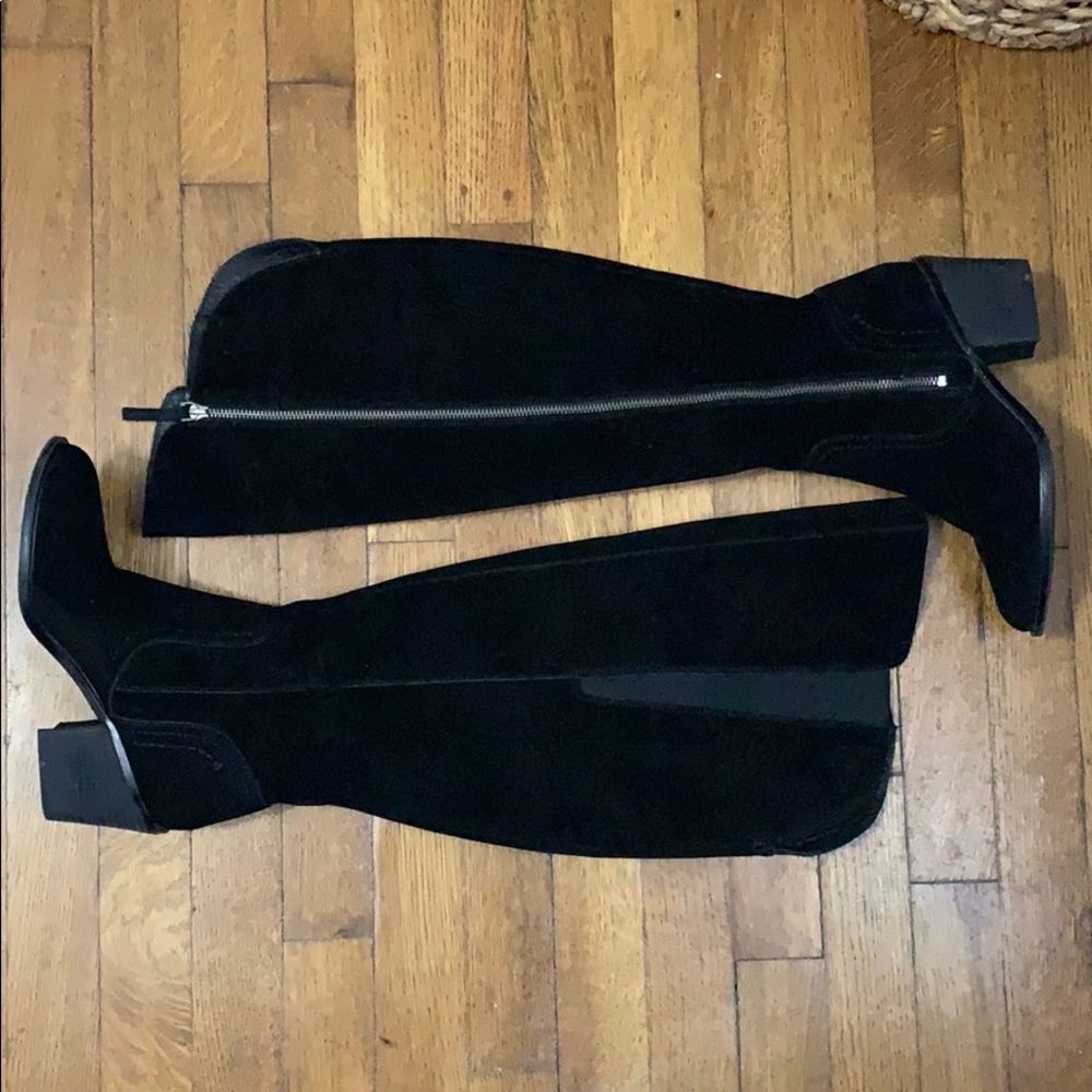 Grown vintage real suede leather knee high boots